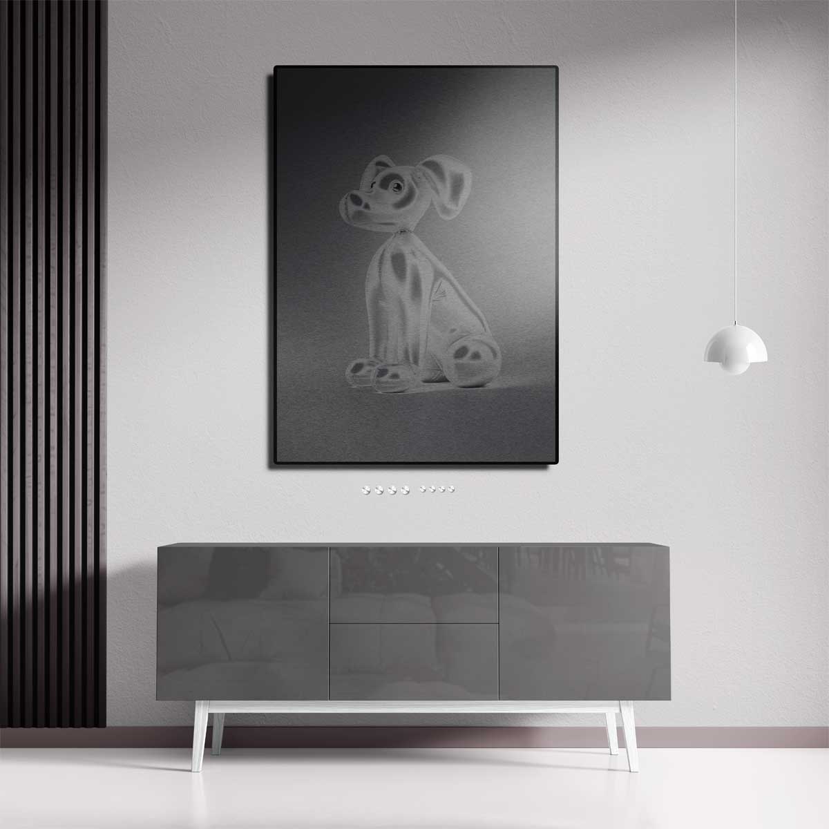 Opblaasbare Hond Sculptuur Kunstwerk-canvas-dibond-plexiglas-wanddecoratie-WallArtistic