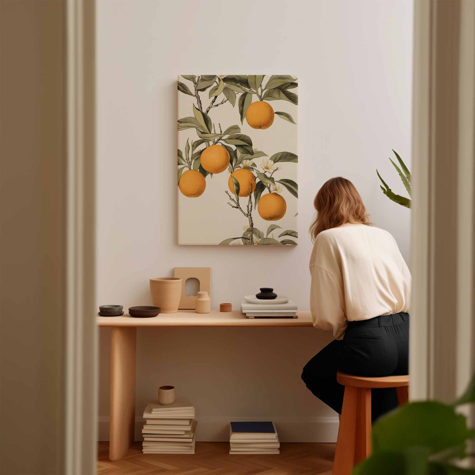 Zonnige Sinaasappelboom Illustratie Kunstwerk-canvas-dibond-plexiglas-wanddecoratie-WallArtistic