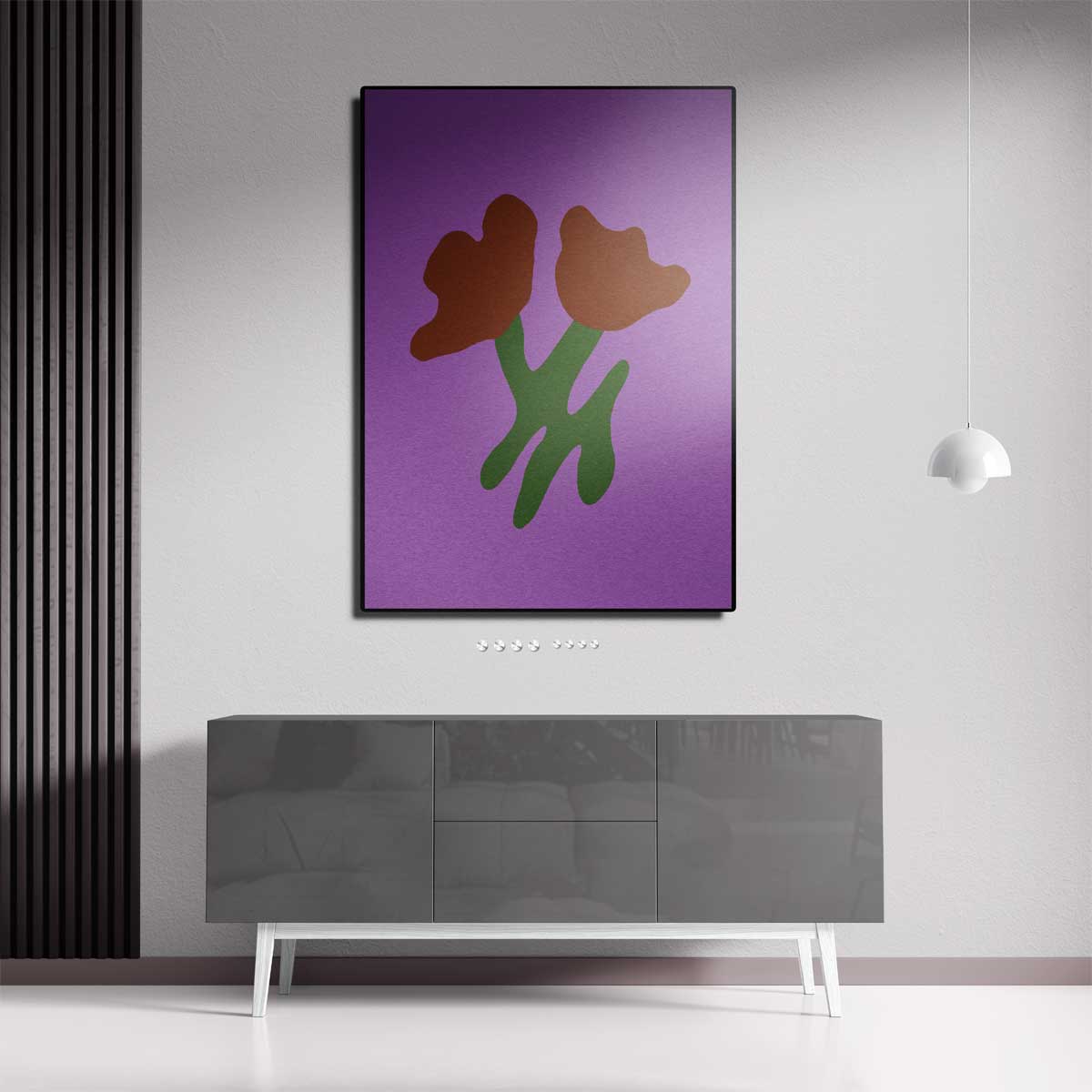 Simpele Bloemenschikking op Paarse Achtergrond Kunstwerk-canvas-dibond-plexiglas-wanddecoratie-WallArtistic