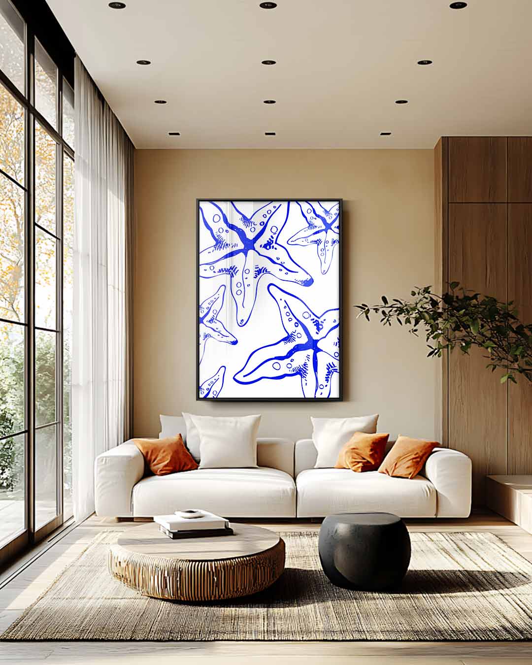 Speelse Zee Ster Illustratie Kunstwerk-canvas-dibond-plexiglas-wanddecoratie-WallArtistic