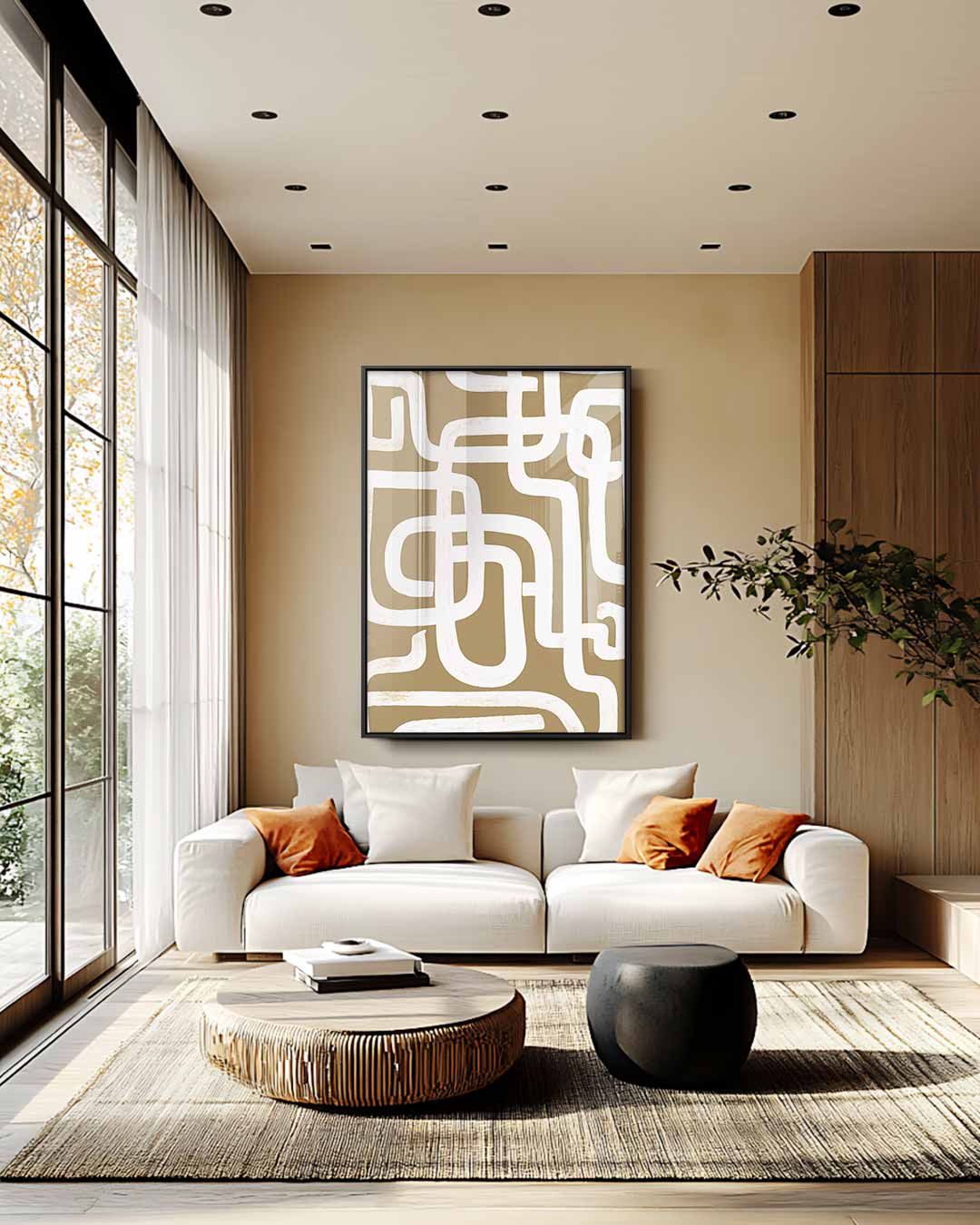 Abstract Labyrint Bruin Kunstwerk-canvas-dibond-plexiglas-wanddecoratie-WallArtistic
