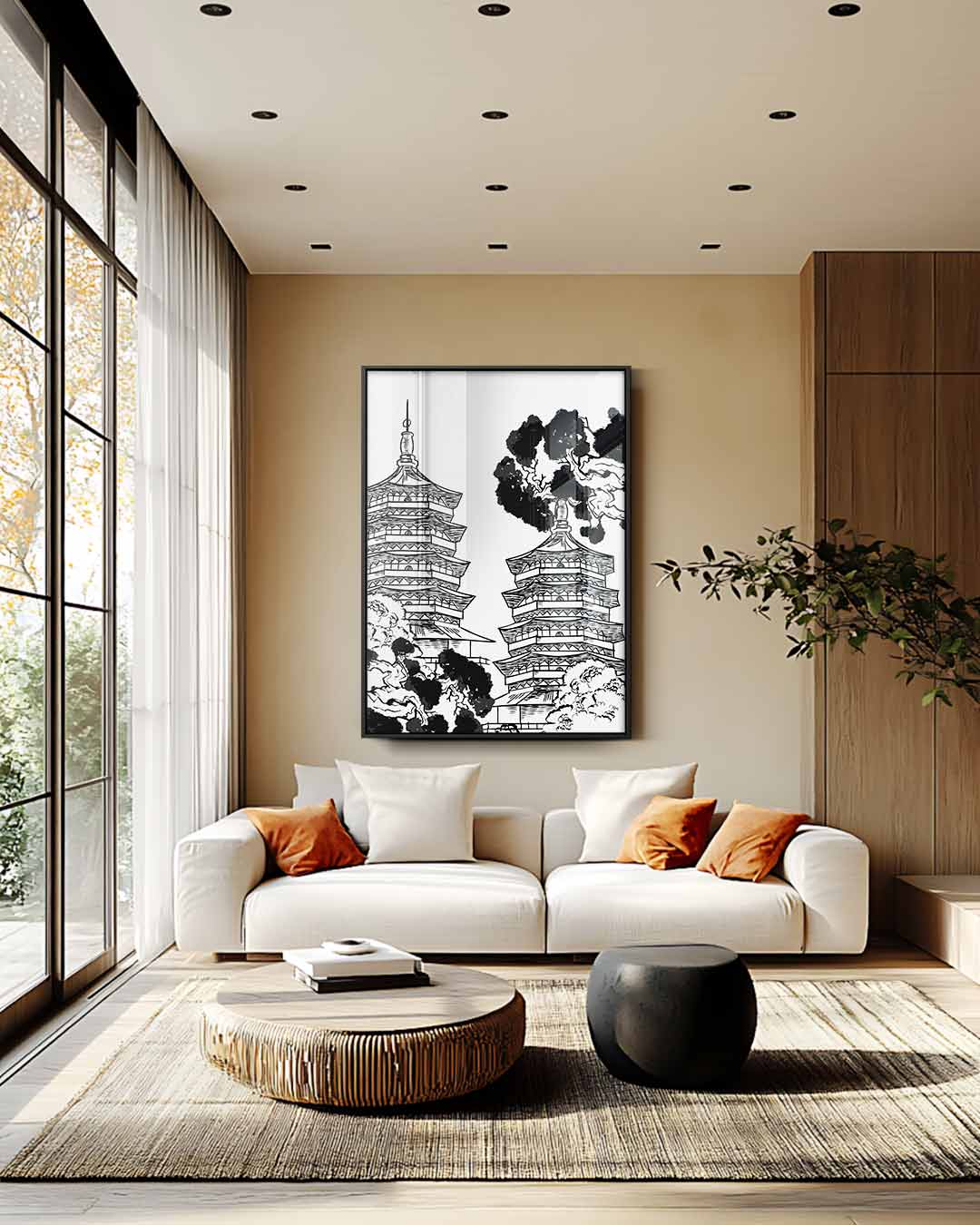 Traditionele Oosterse Pagodes Kunstwerk-canvas-dibond-plexiglas-wanddecoratie-WallArtistic