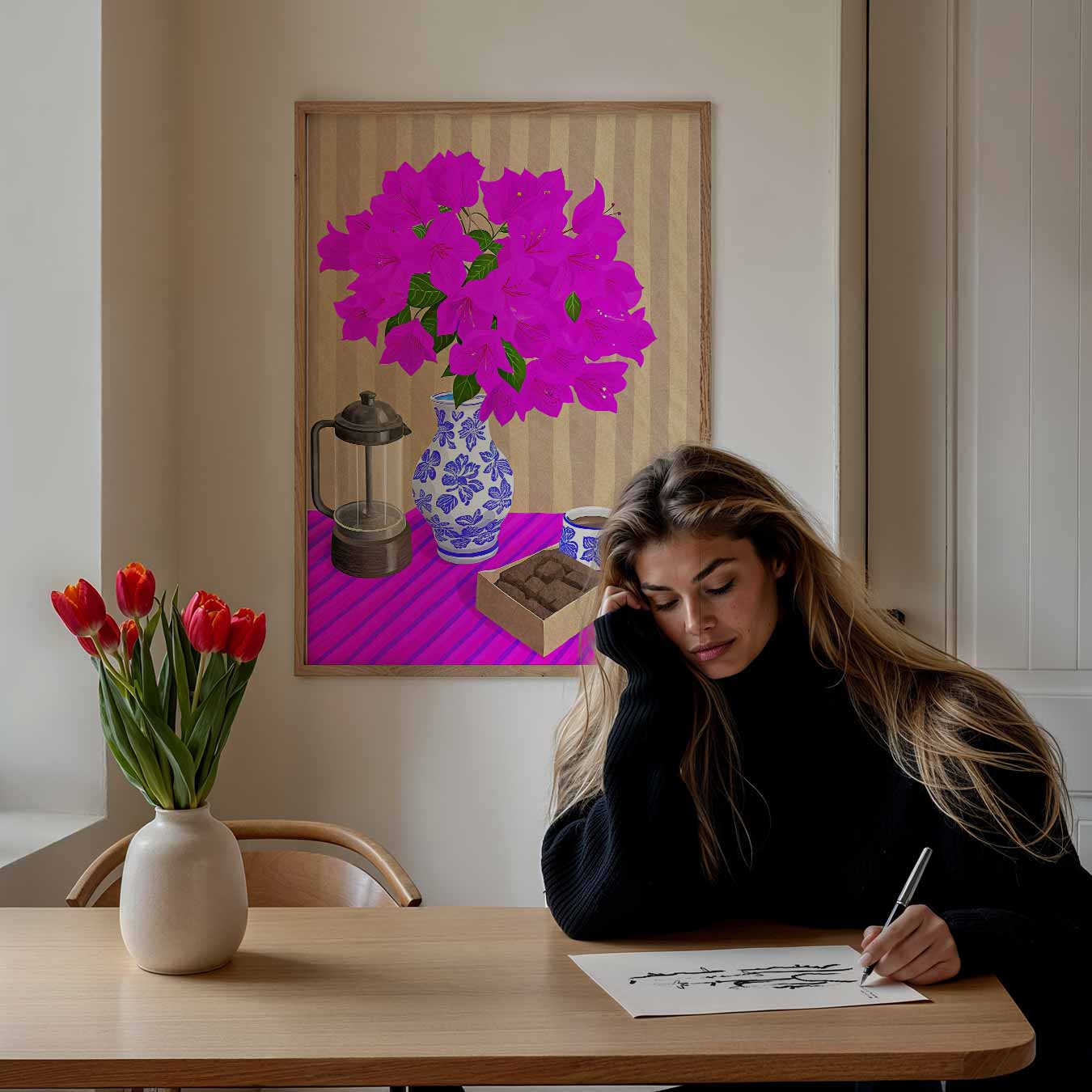 Bloemen en Koffie Poster