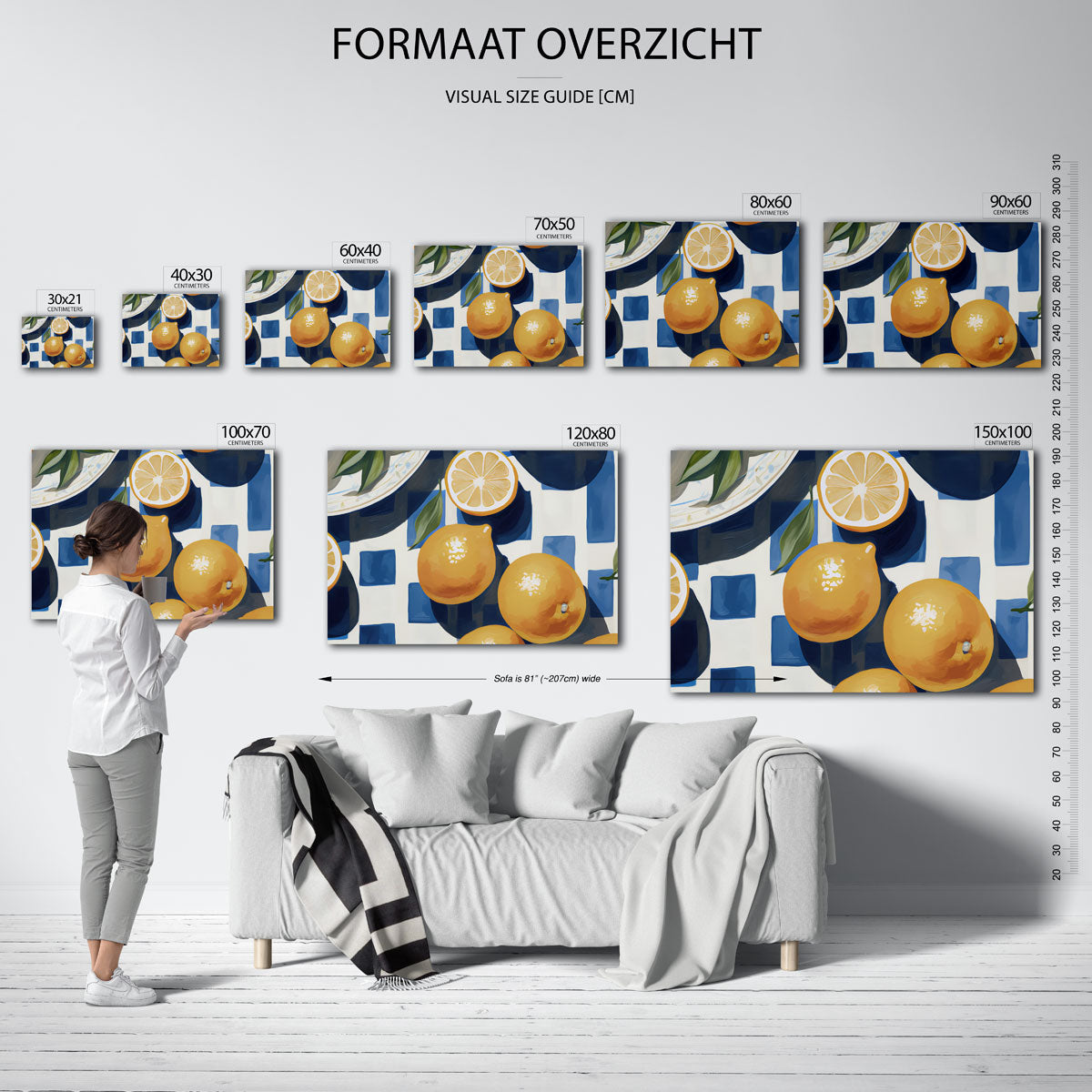 Citroenen op blauw wit Poster