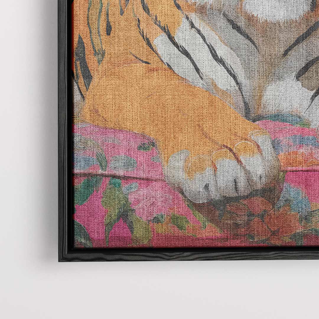 Tijger op Bloemenbank Kunstwerk-canvas-dibond-plexiglas-wanddecoratie-WallArtistic