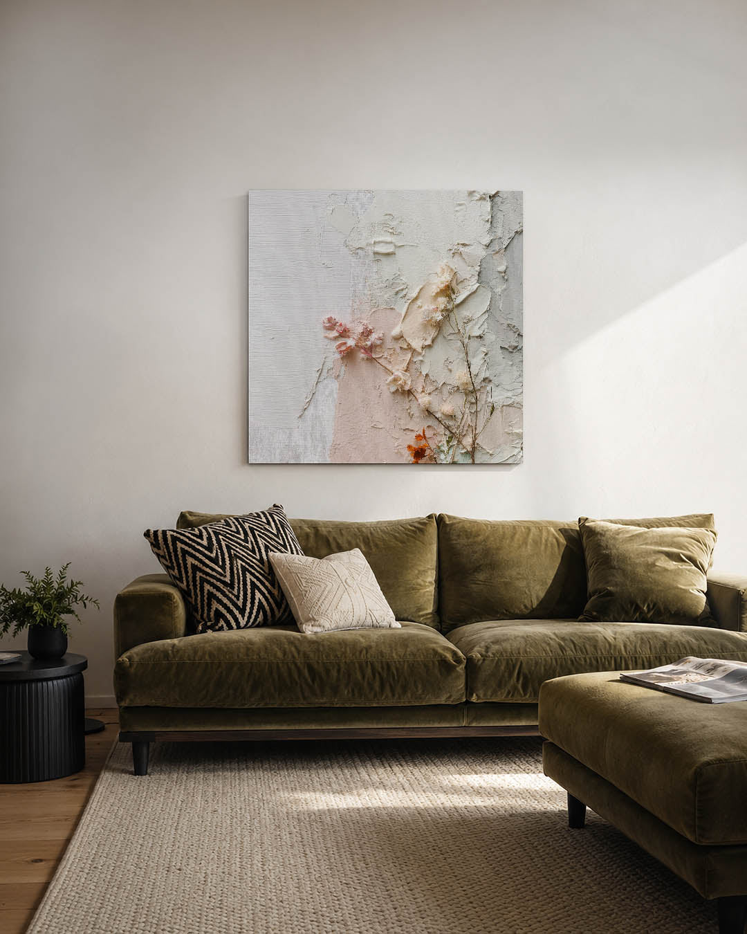 Textuur en bloemen Kunstwerk