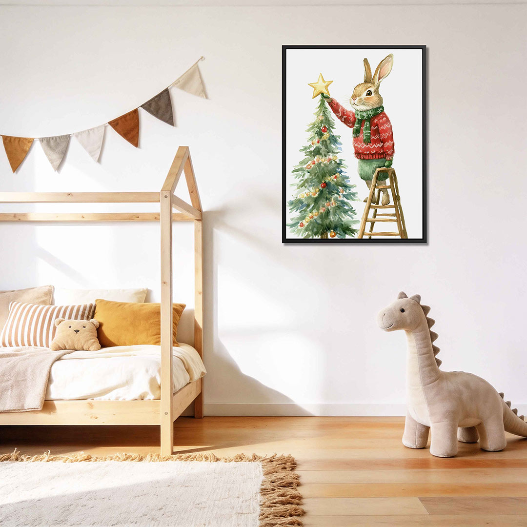 Kerstkonijn en boom Kunstwerk