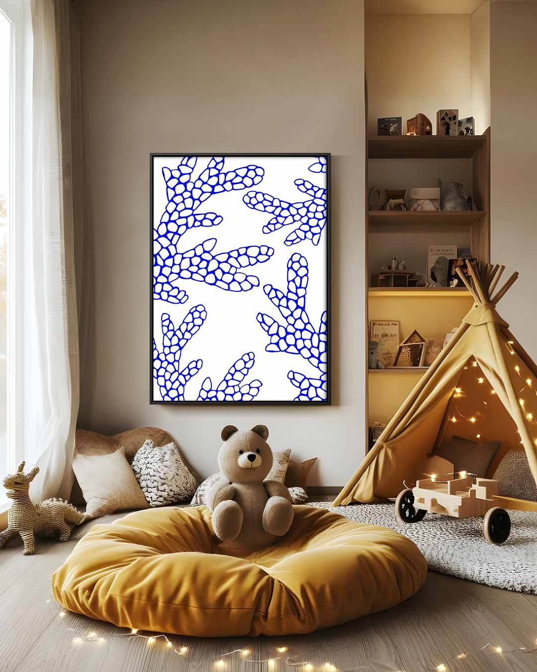 Blauwe Koraaldroom Poster Kunstwerk-canvas-dibond-plexiglas-wanddecoratie-WallArtistic