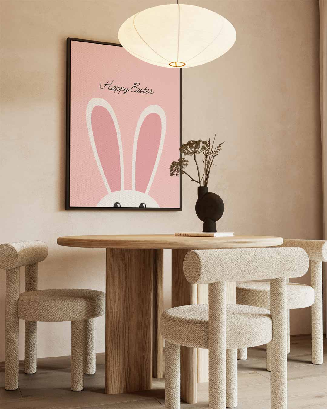 Vrolijke Paashaas Poster Kunstwerk-canvas-dibond-plexiglas-wanddecoratie-WallArtistic