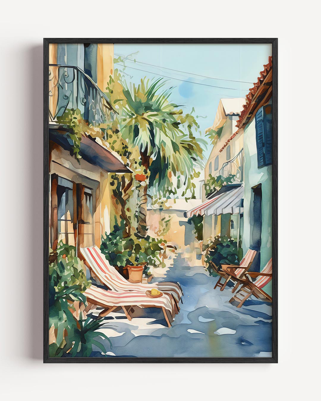 Zonnige Mediterraanse Binnenplaats Poster-WallArtistic