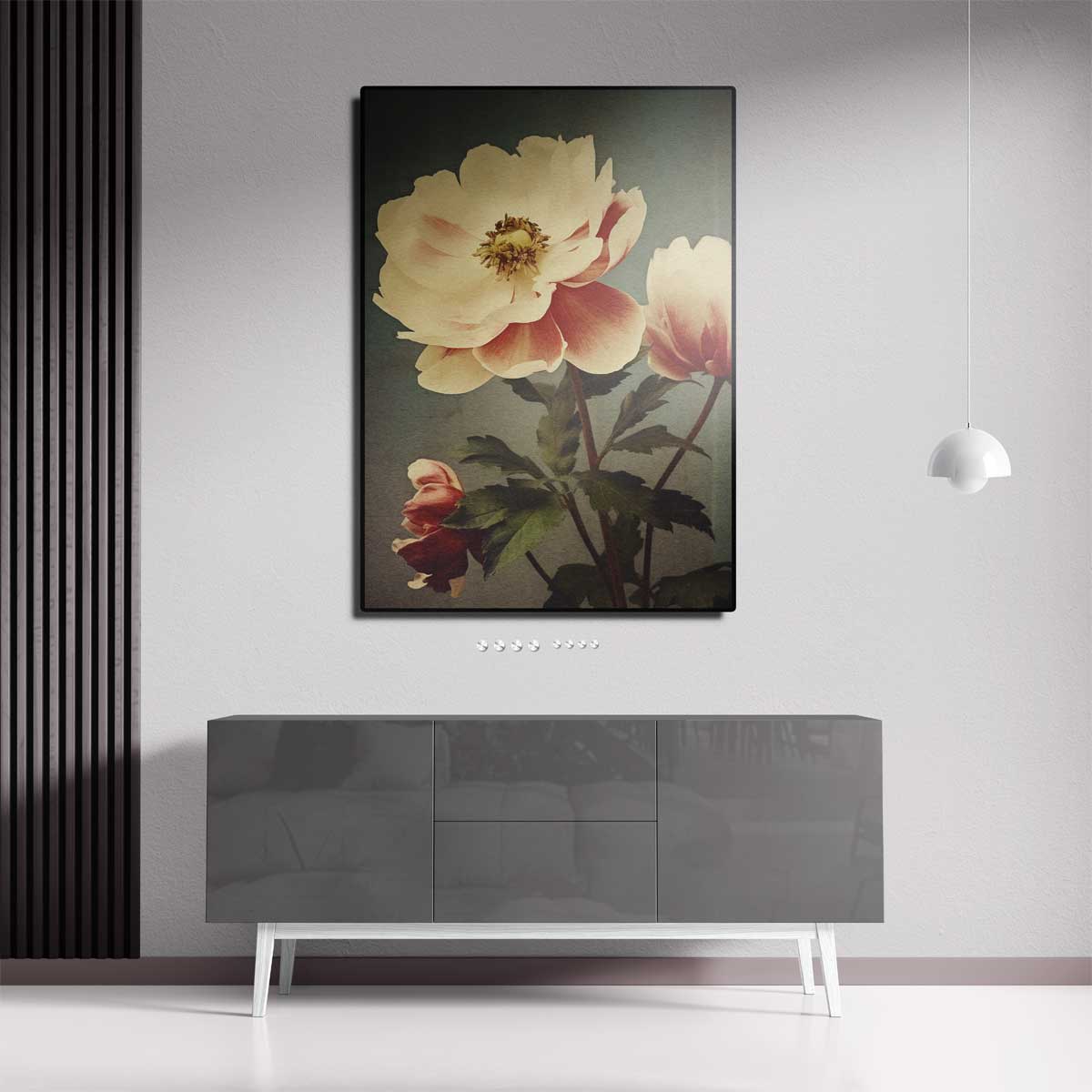 Tijdloze Pioenroos Elegantie Kunstwerk-canvas-dibond-plexiglas-wanddecoratie-WallArtistic