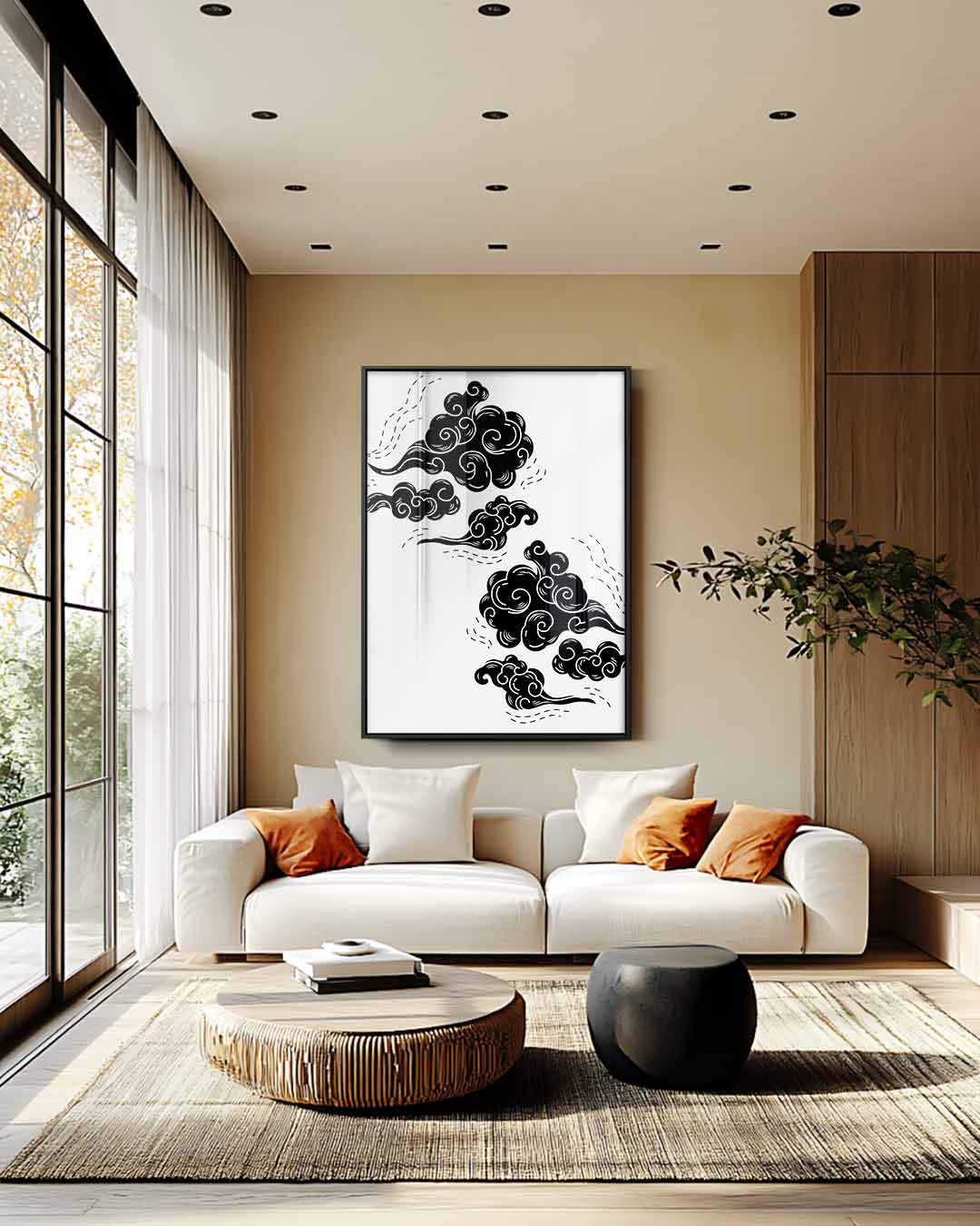 Dromerige Wolkenprint Kunstwerk-canvas-dibond-plexiglas-wanddecoratie-WallArtistic