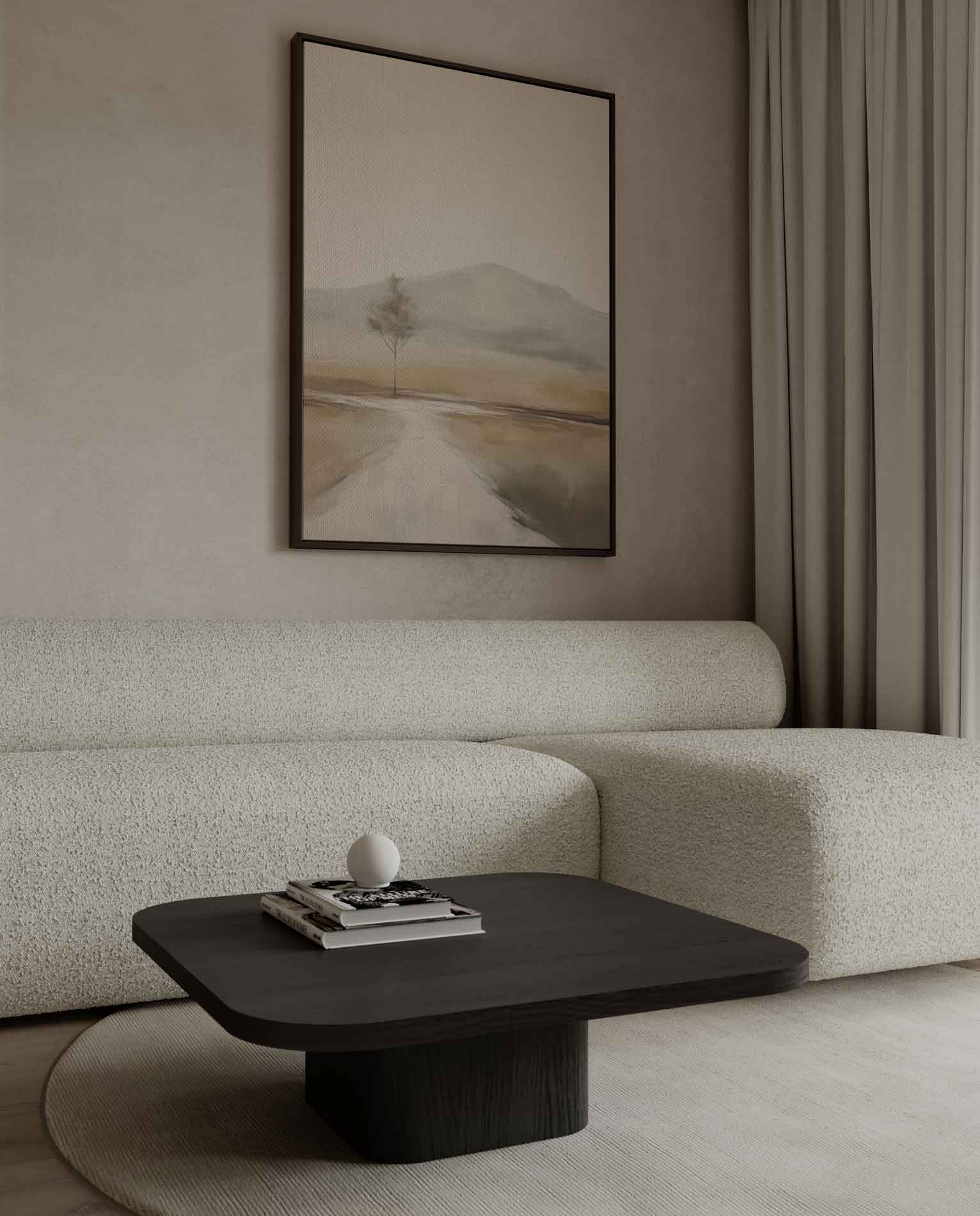 Eenzame Boom in Zacht Landschap Kunstwerk-canvas-dibond-plexiglas-wanddecoratie-WallArtistic