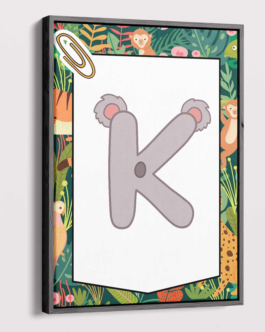 Speelse Koala Letter K Kunstwerk-canvas-dibond-plexiglas-wanddecoratie-WallArtistic