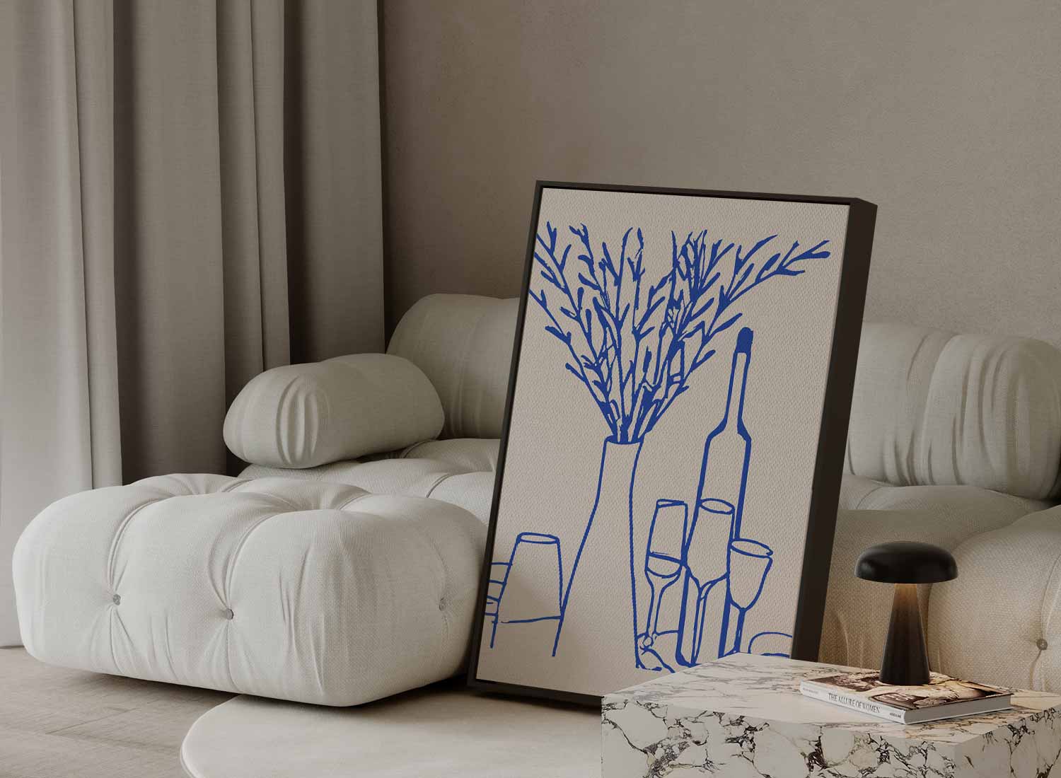 Hedendaagse Blauwe Tafel Kunstwerk-canvas-dibond-plexiglas-wanddecoratie-WallArtistic