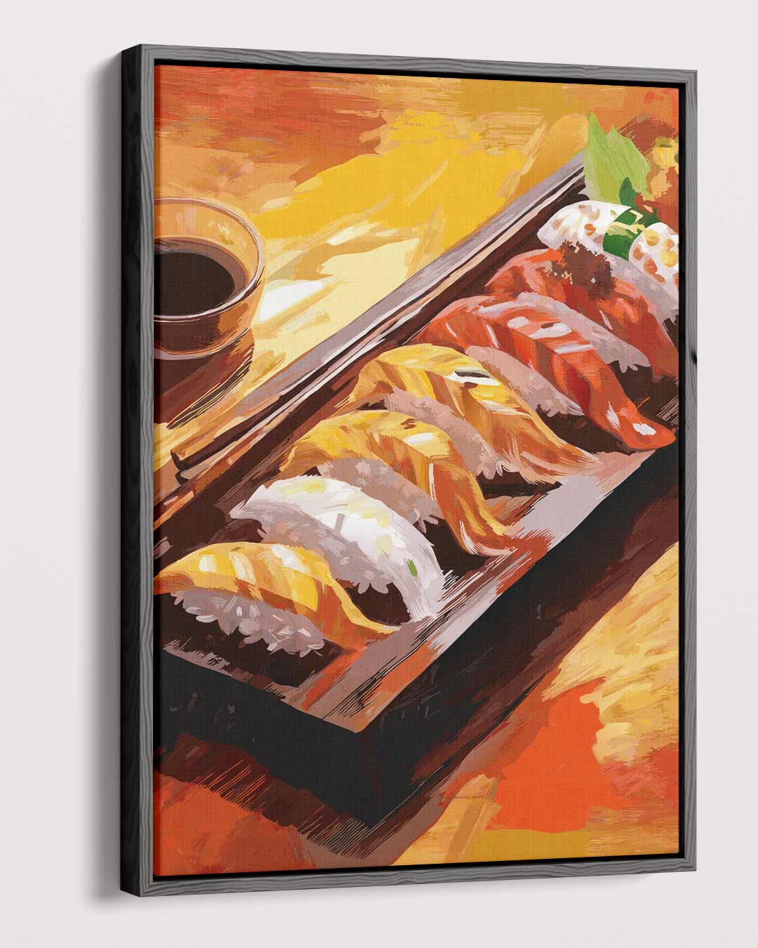 Kleurrijke Sushi Fantasie Kunstwerk-canvas-dibond-plexiglas-wanddecoratie-WallArtistic