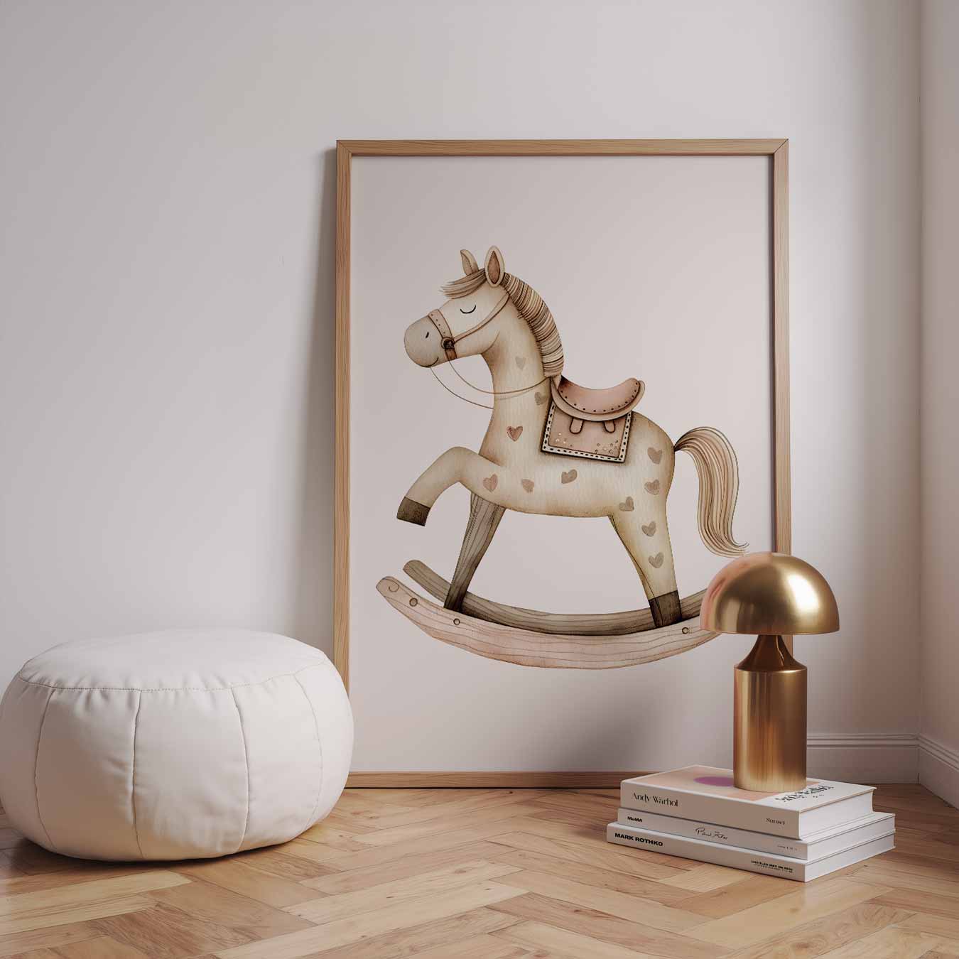 Dromerige Houten Hobbelpaard Poster-WallArtistic