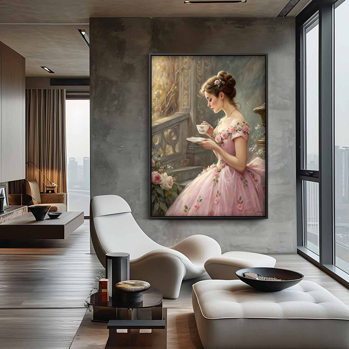 Dromerige Theetijd Kunstwerk-canvas-dibond-plexiglas-wanddecoratie-WallArtistic