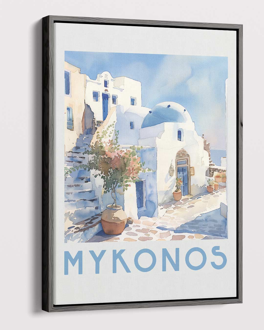 Mykonos in Waterverf Kunstwerk-canvas-dibond-plexiglas-wanddecoratie-WallArtistic
