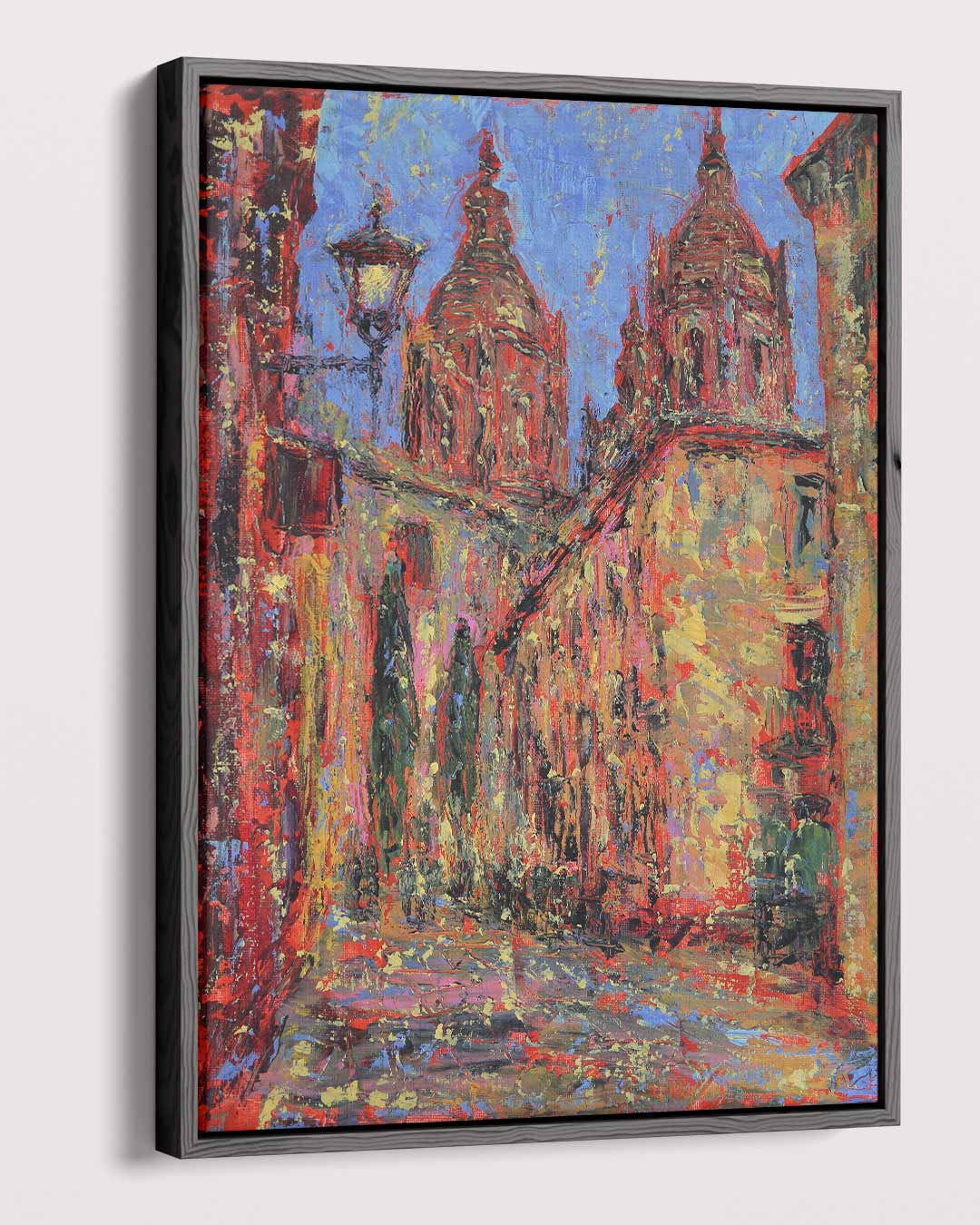 Kleurrijke Stadsstraat Kunstwerk-canvas-dibond-plexiglas-wanddecoratie-WallArtistic