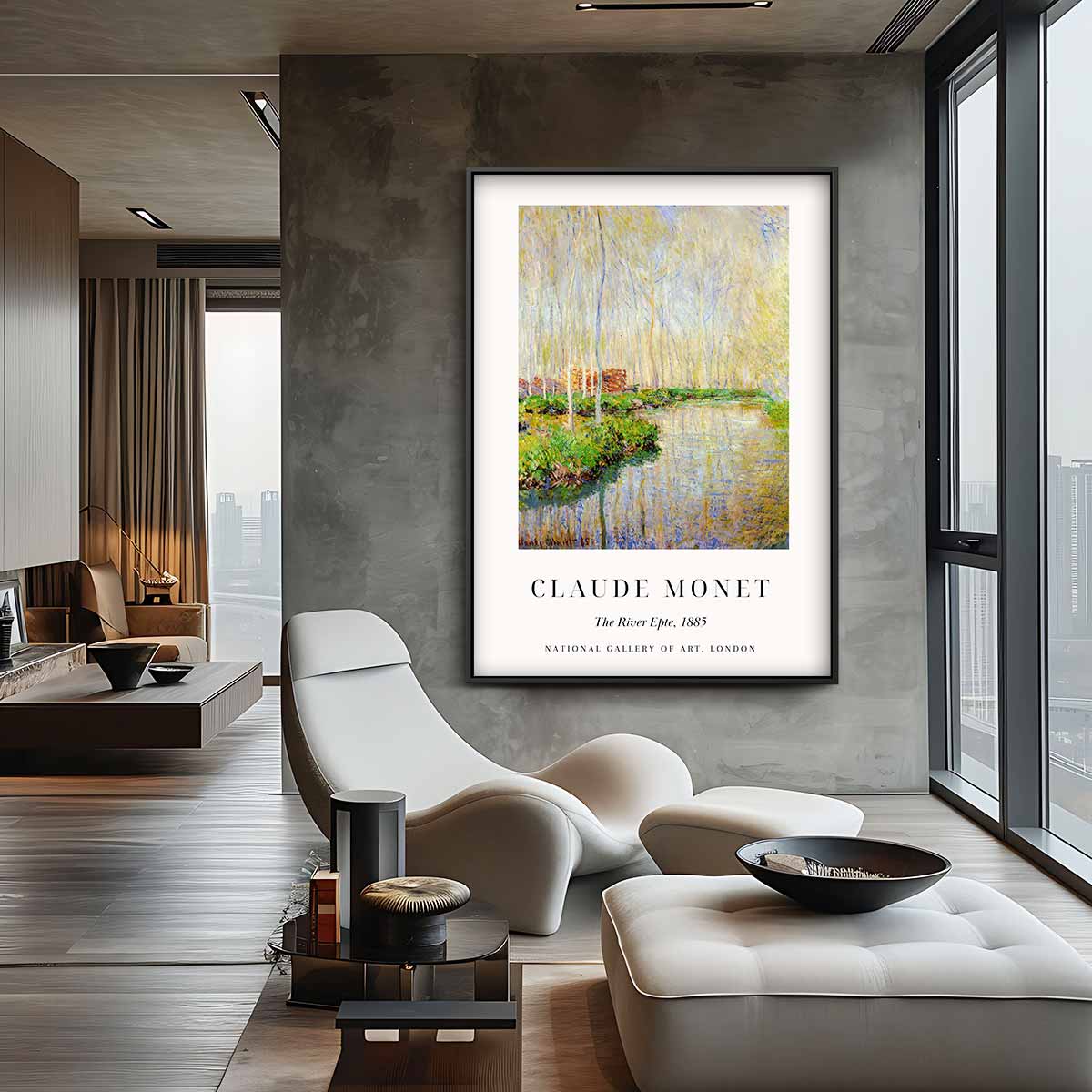 De Rivier Epte, 1885 Kunstwerk-canvas-dibond-plexiglas-wanddecoratie-WallArtistic