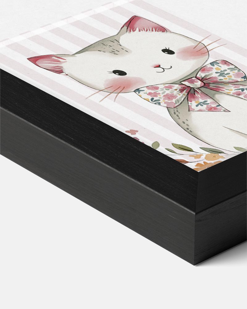 Schattige Kattenposter met Bloemenstrik Poster