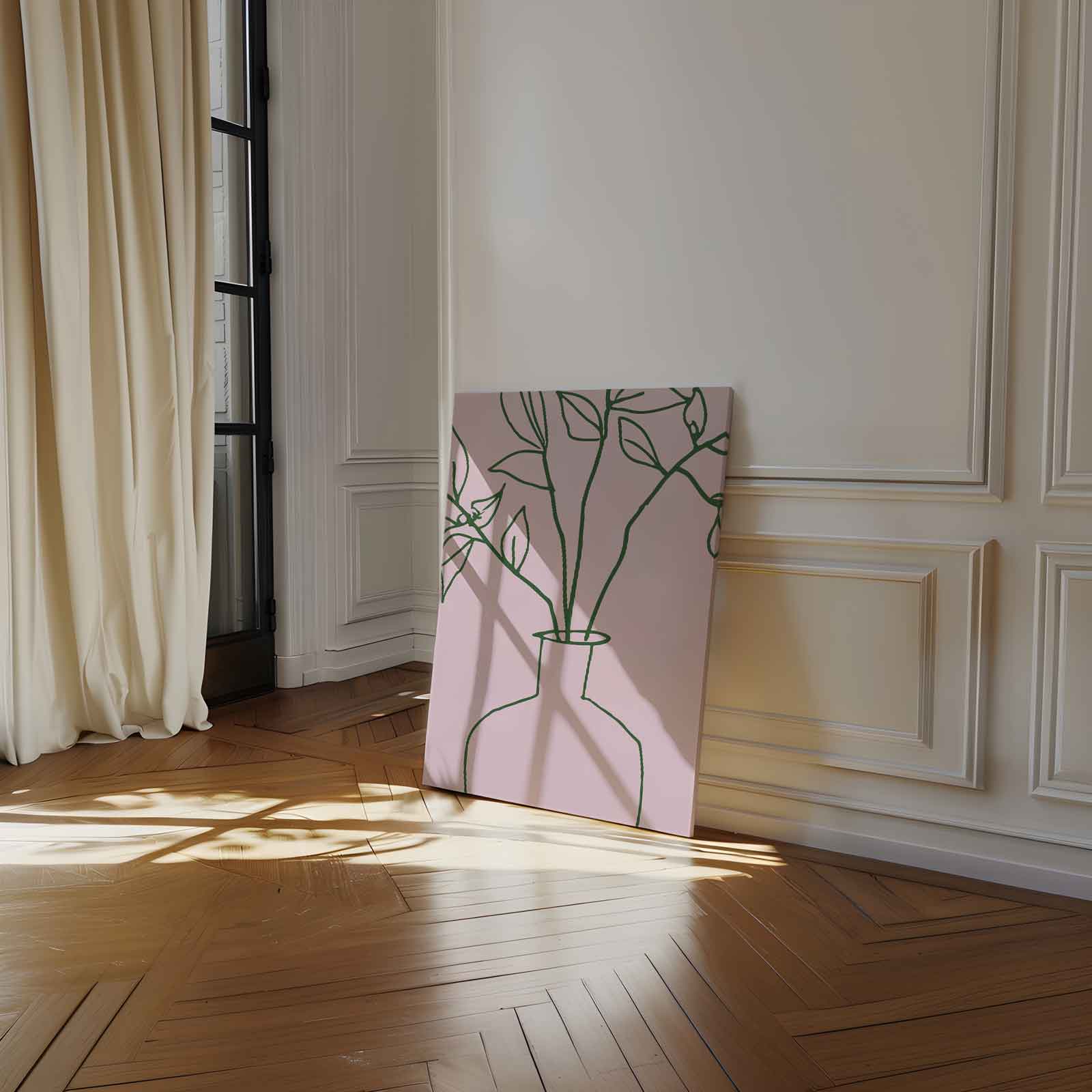Simpele Botanical Vaas Illustratie Kunstwerk-canvas-dibond-plexiglas-wanddecoratie-WallArtistic