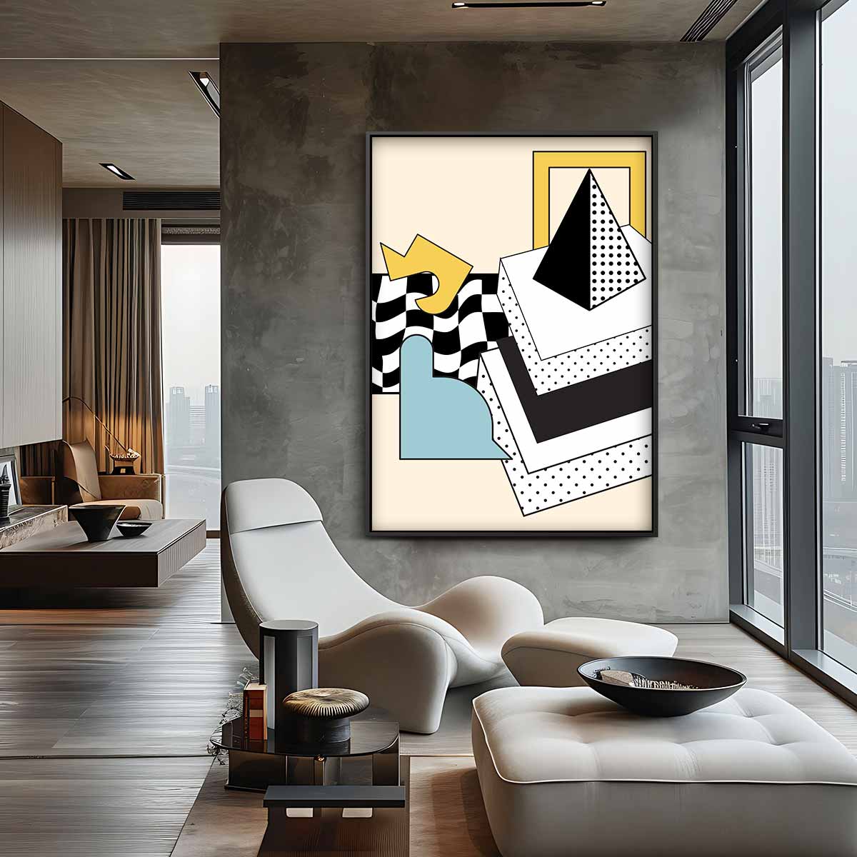 Vrolijke Geometrie Kunstwerk-canvas-dibond-plexiglas-wanddecoratie-WallArtistic