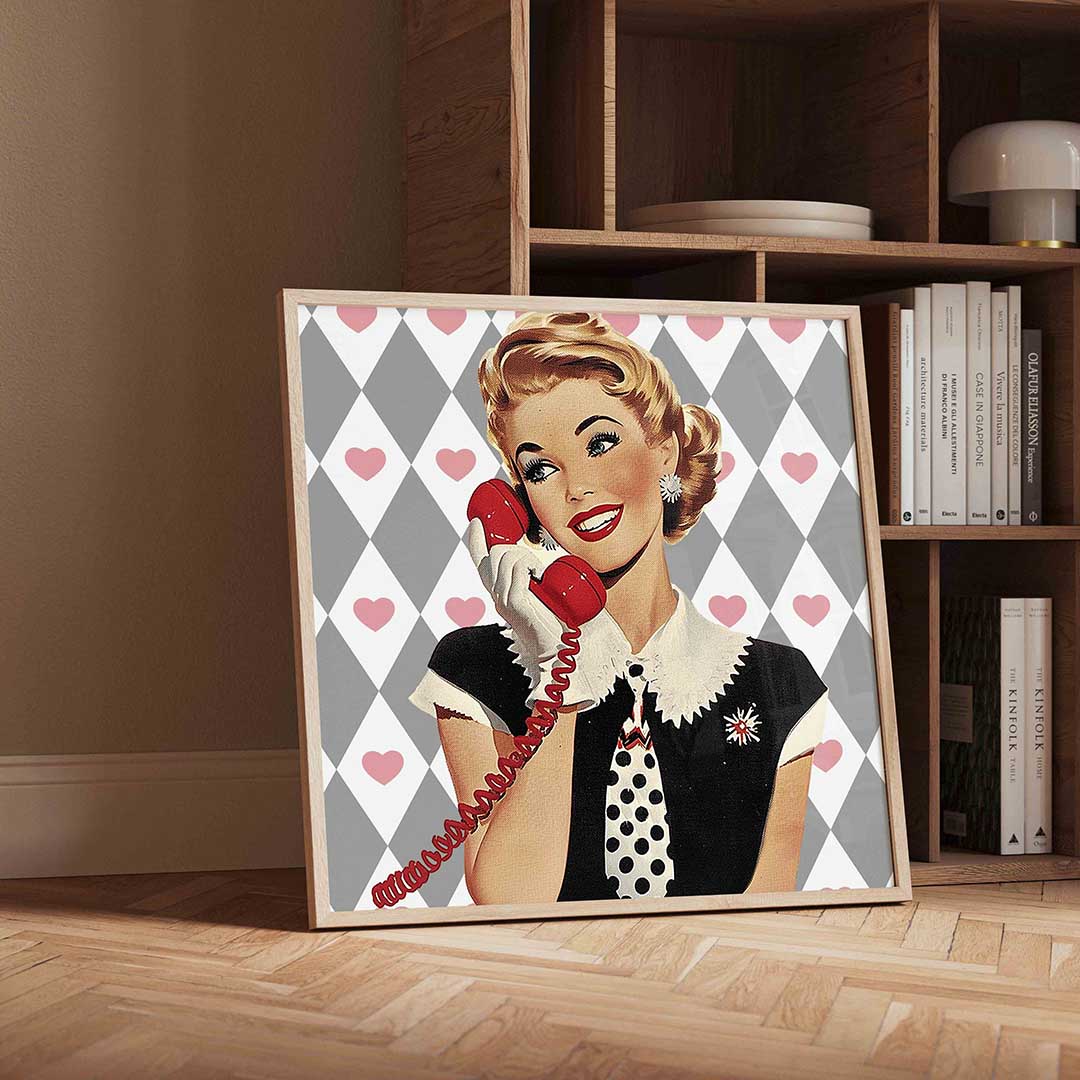 Vrouw met telefoon Poster