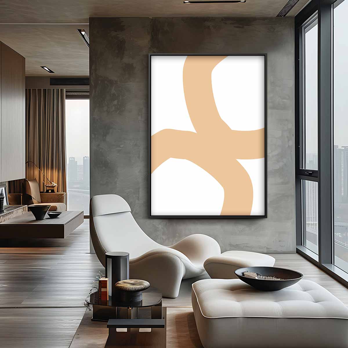 Elegante Abstracte Compositie Kunstwerk-canvas-dibond-plexiglas-wanddecoratie-WallArtistic
