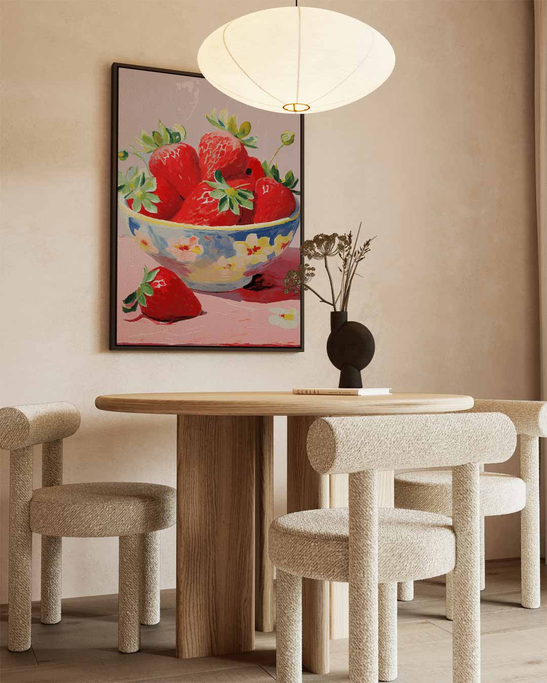 Aardbeien in Bloemenschotel Kunstwerk-canvas-dibond-plexiglas-wanddecoratie-WallArtistic