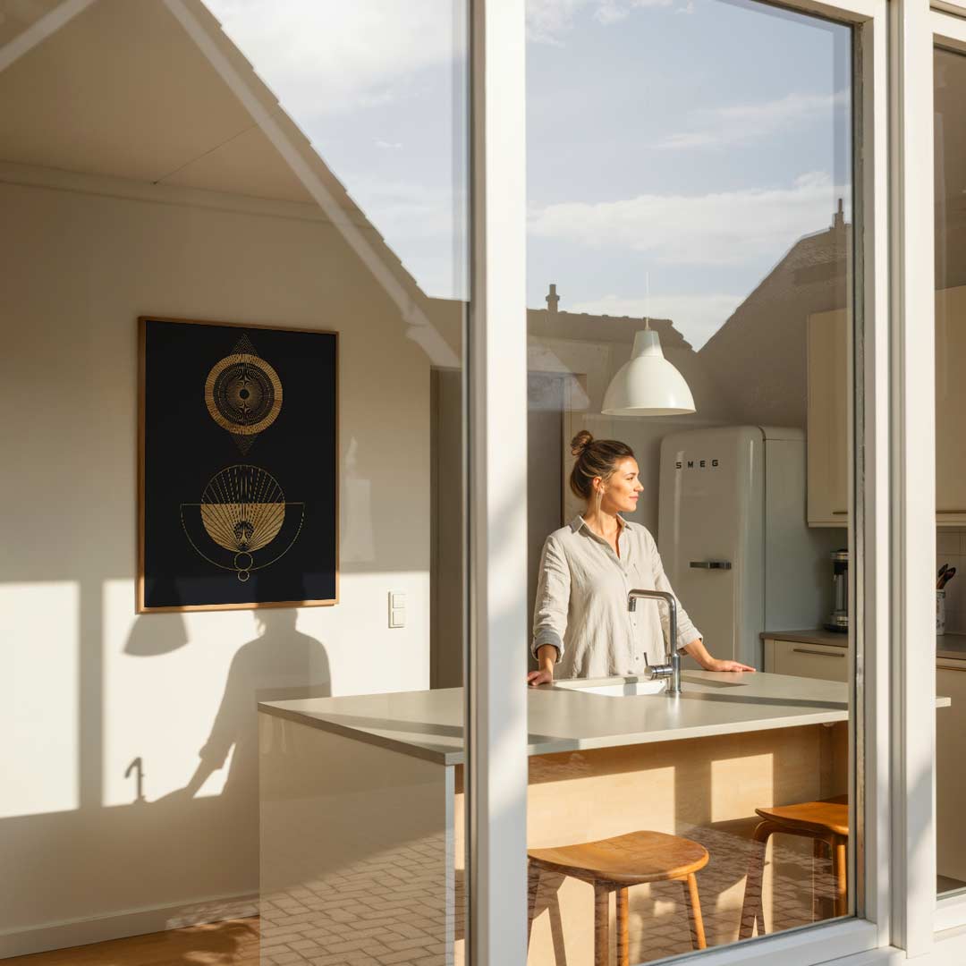 Geometrisch Goud op Zwart Poster-WallArtistic