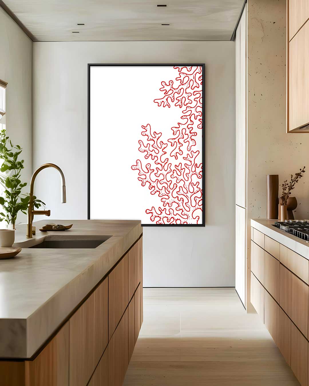 Rode Koraalpatroon Kunstwerk-canvas-dibond-plexiglas-wanddecoratie-WallArtistic