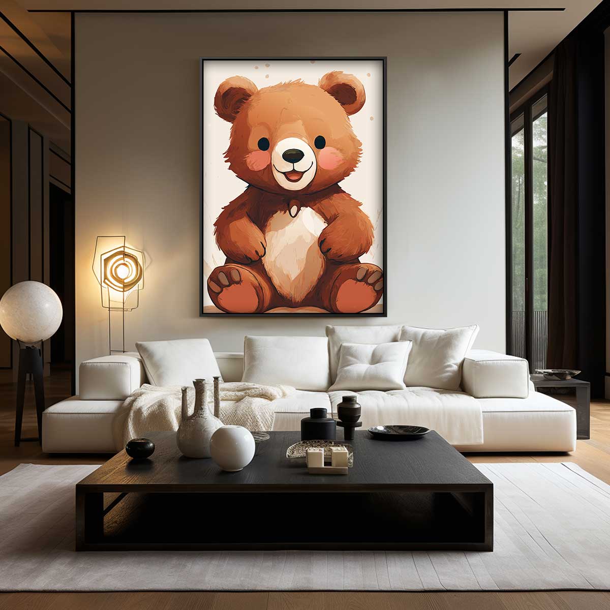 Schattige Beertje Illustratie Kunstwerk-canvas-dibond-plexiglas-wanddecoratie-WallArtistic
