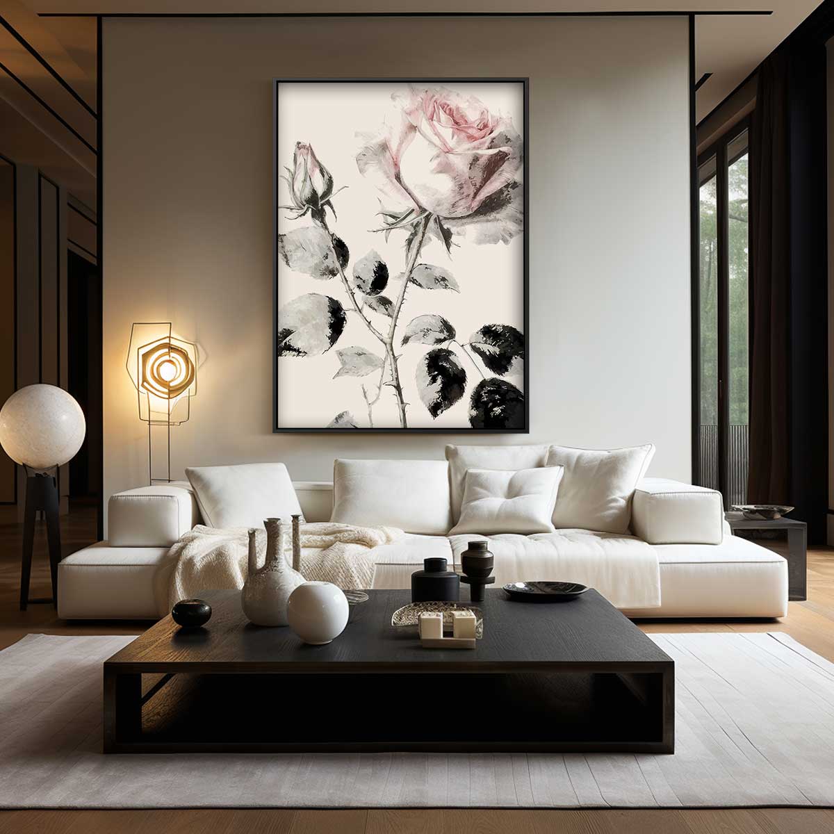 Elegante Roos in Pasteltinten Kunstwerk-canvas-dibond-plexiglas-wanddecoratie-WallArtistic