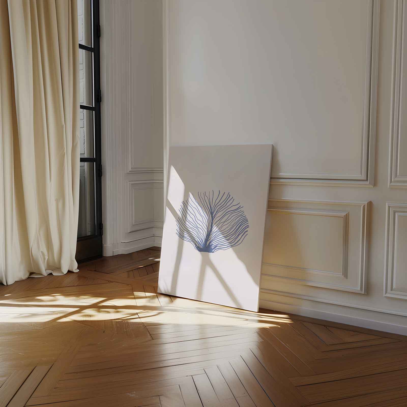 Abstracte Blauwe Zeeventilator Kunstwerk-canvas-dibond-plexiglas-wanddecoratie-WallArtistic