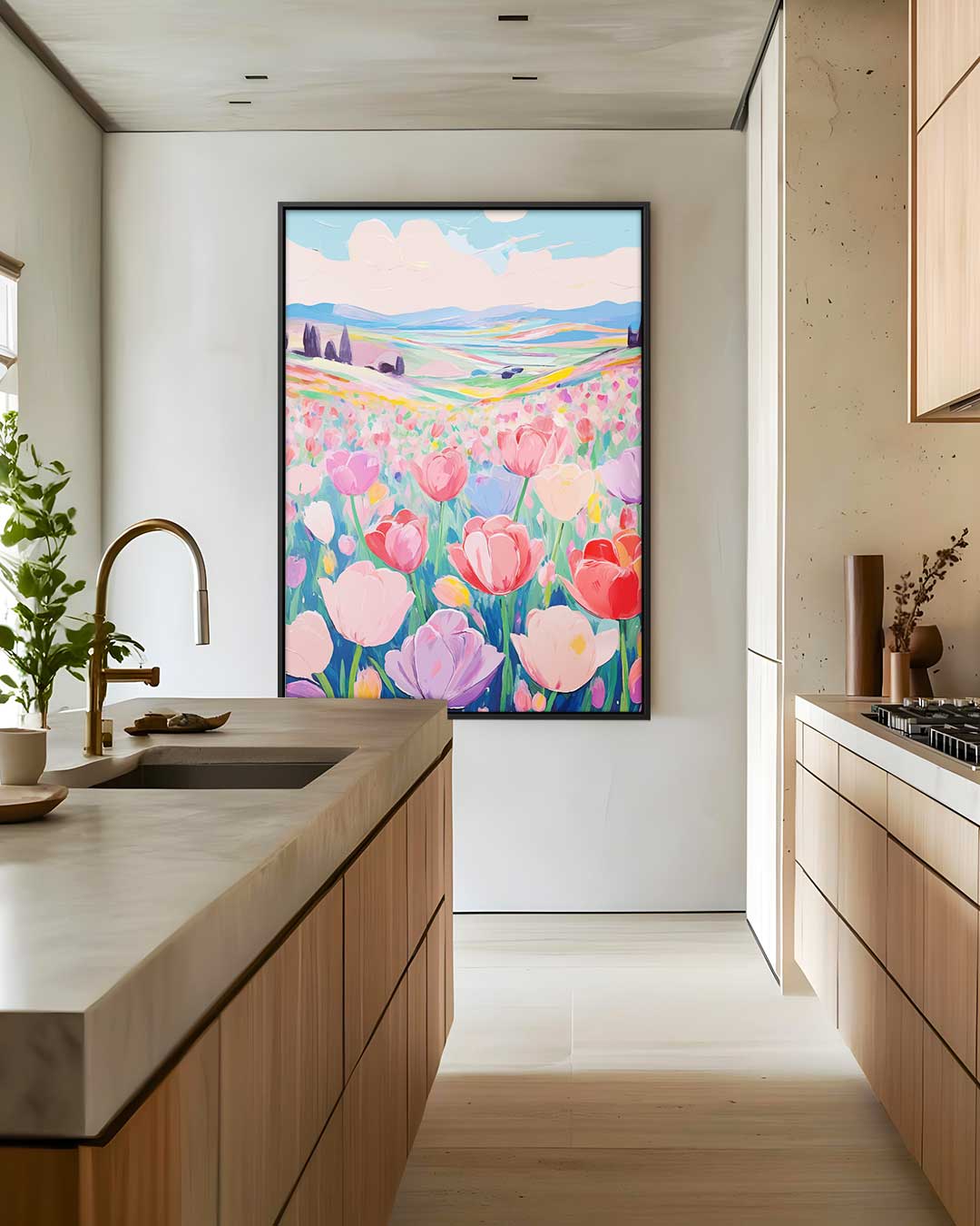 Tulpendroomlandschap Kunstwerk-canvas-dibond-plexiglas-wanddecoratie-WallArtistic