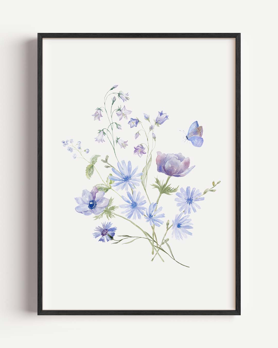 Bloemen en Vlinders Waterverf Poster-WallArtistic