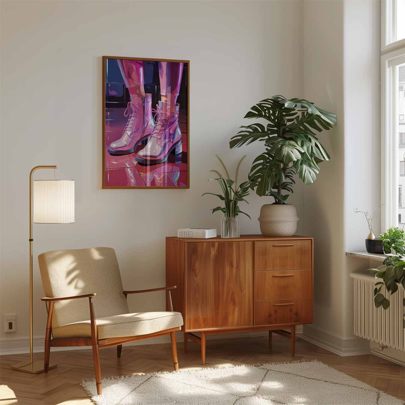 Trendy Roze Enkellaarzen Poster