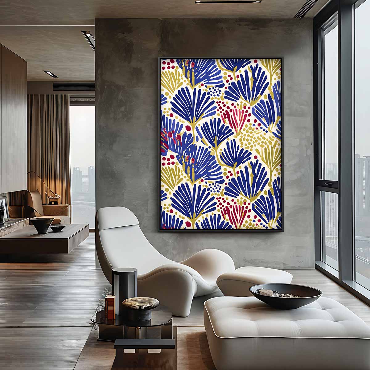 Boho bladerenpatroon Kunstwerk-canvas-dibond-plexiglas-wanddecoratie-WallArtistic
