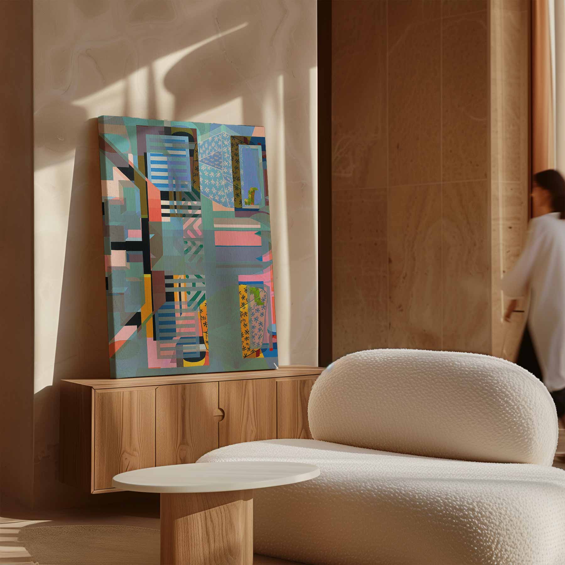 Kleurrijk Abstract Geometrisch Kunstwerk-canvas-dibond-plexiglas-wanddecoratie-WallArtistic