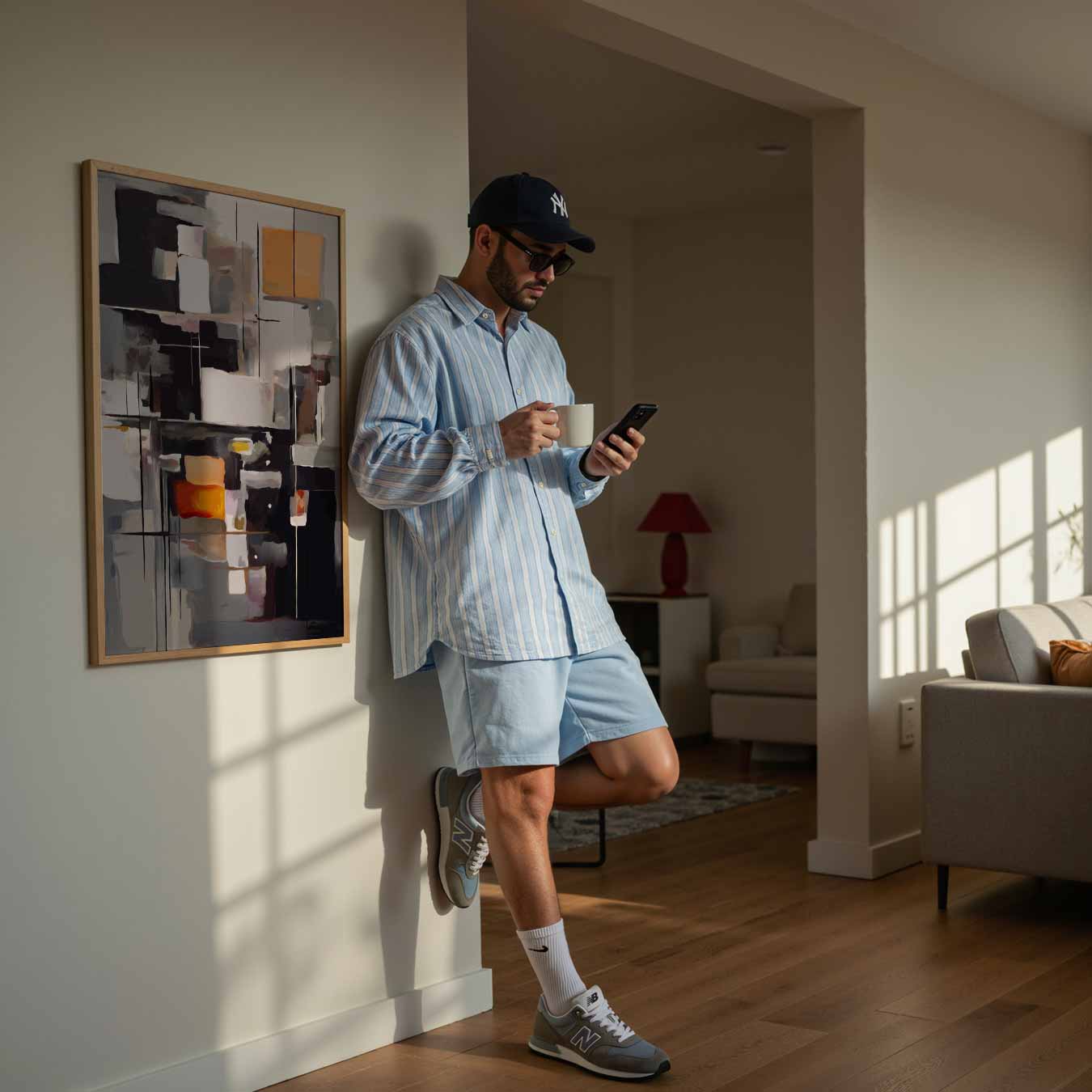 Abstracte Kunstposter in Aardetinten Poster-WallArtistic