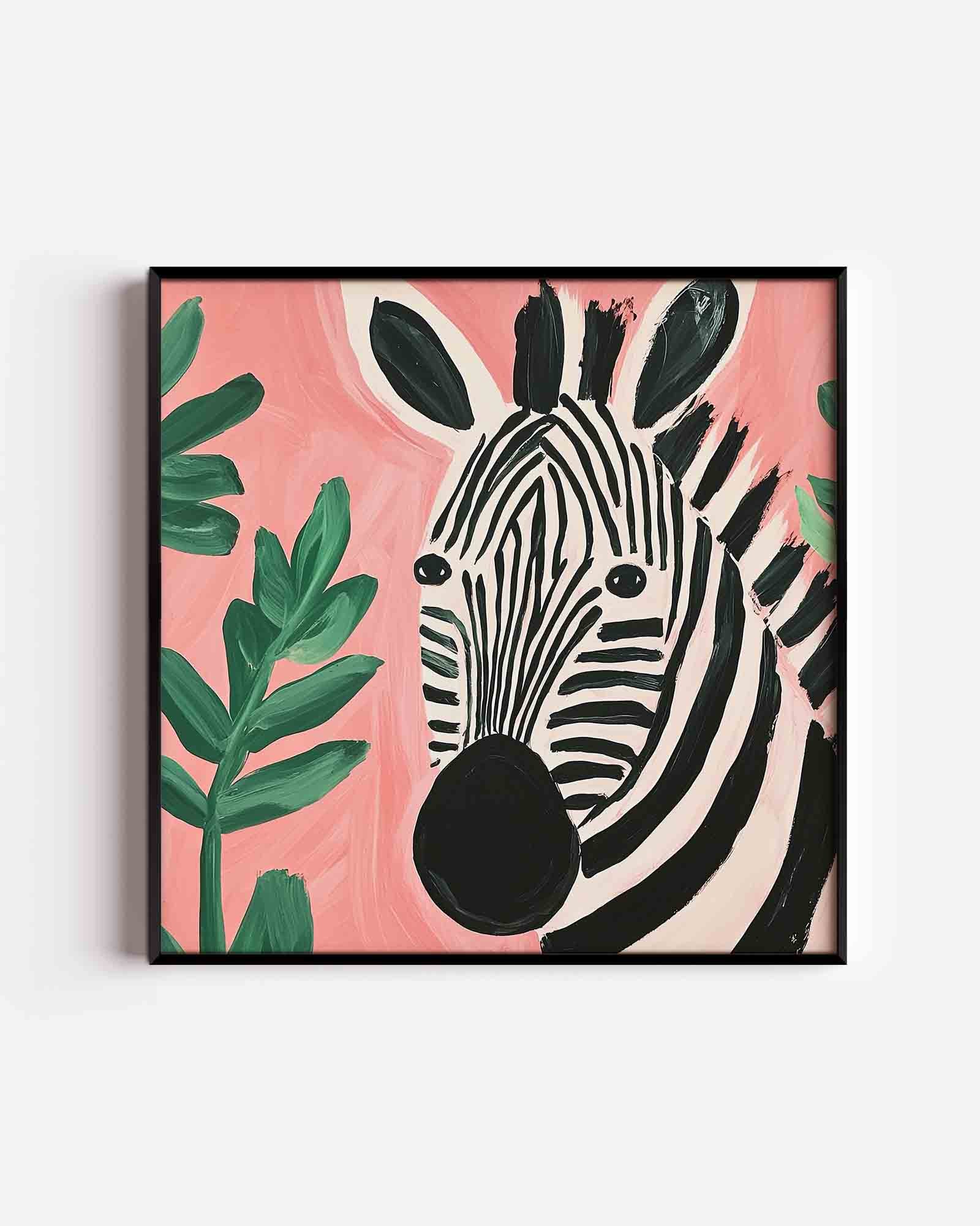 Zebra en bladeren Poster