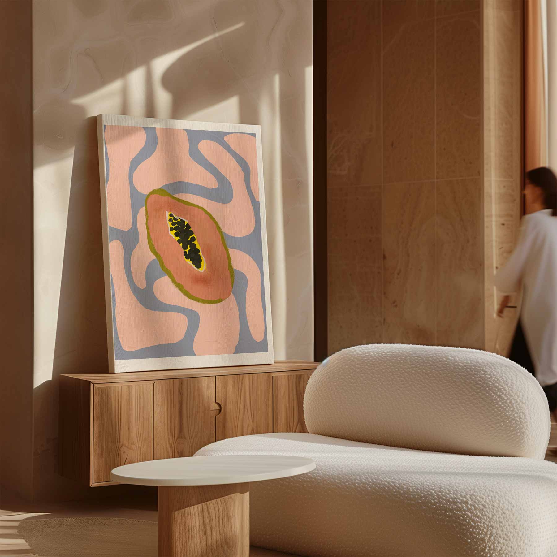 Kleurrijke Papaya Droom Kunstwerk-canvas-dibond-plexiglas-wanddecoratie-WallArtistic