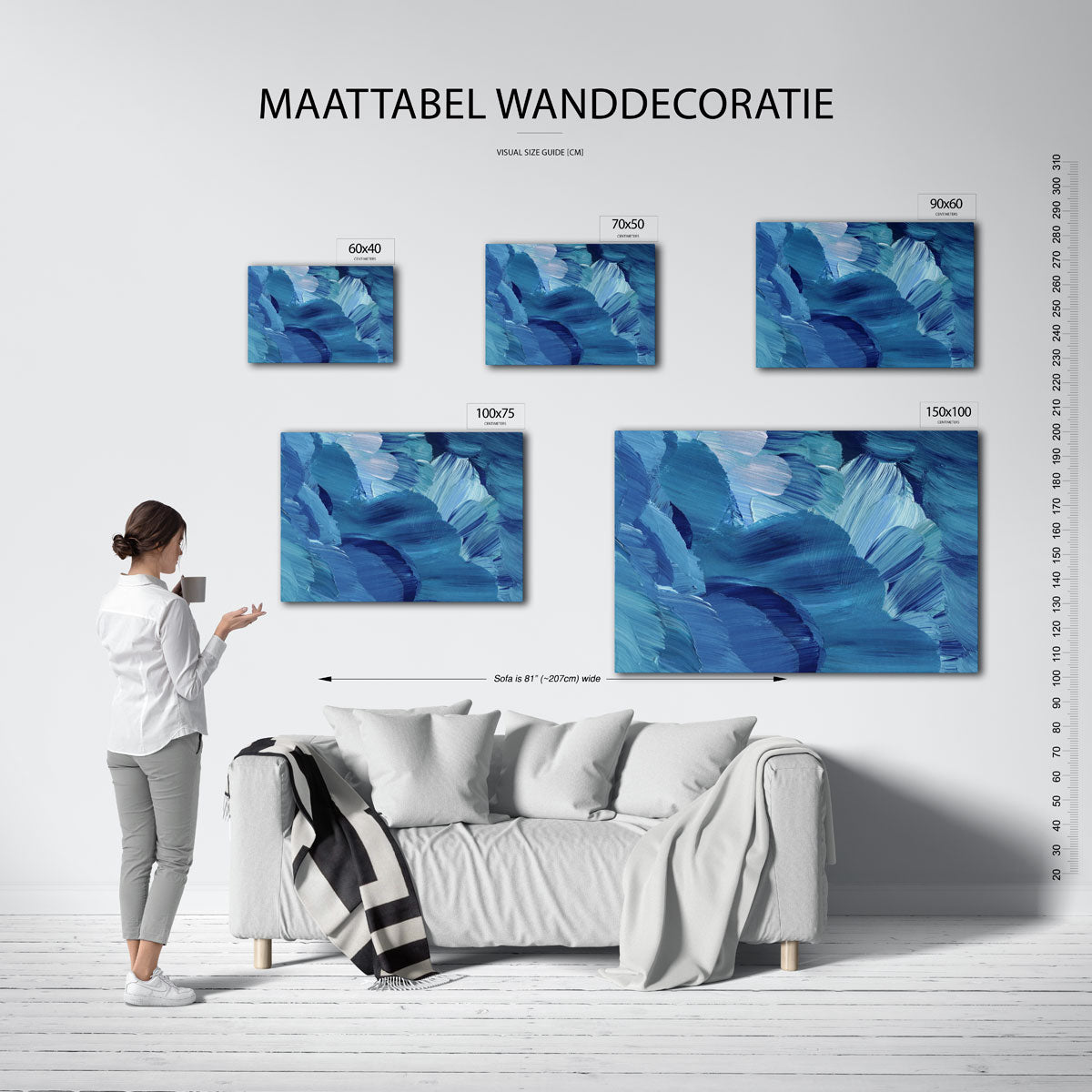 Golvende blauwe bewegingen Kunstwerk
