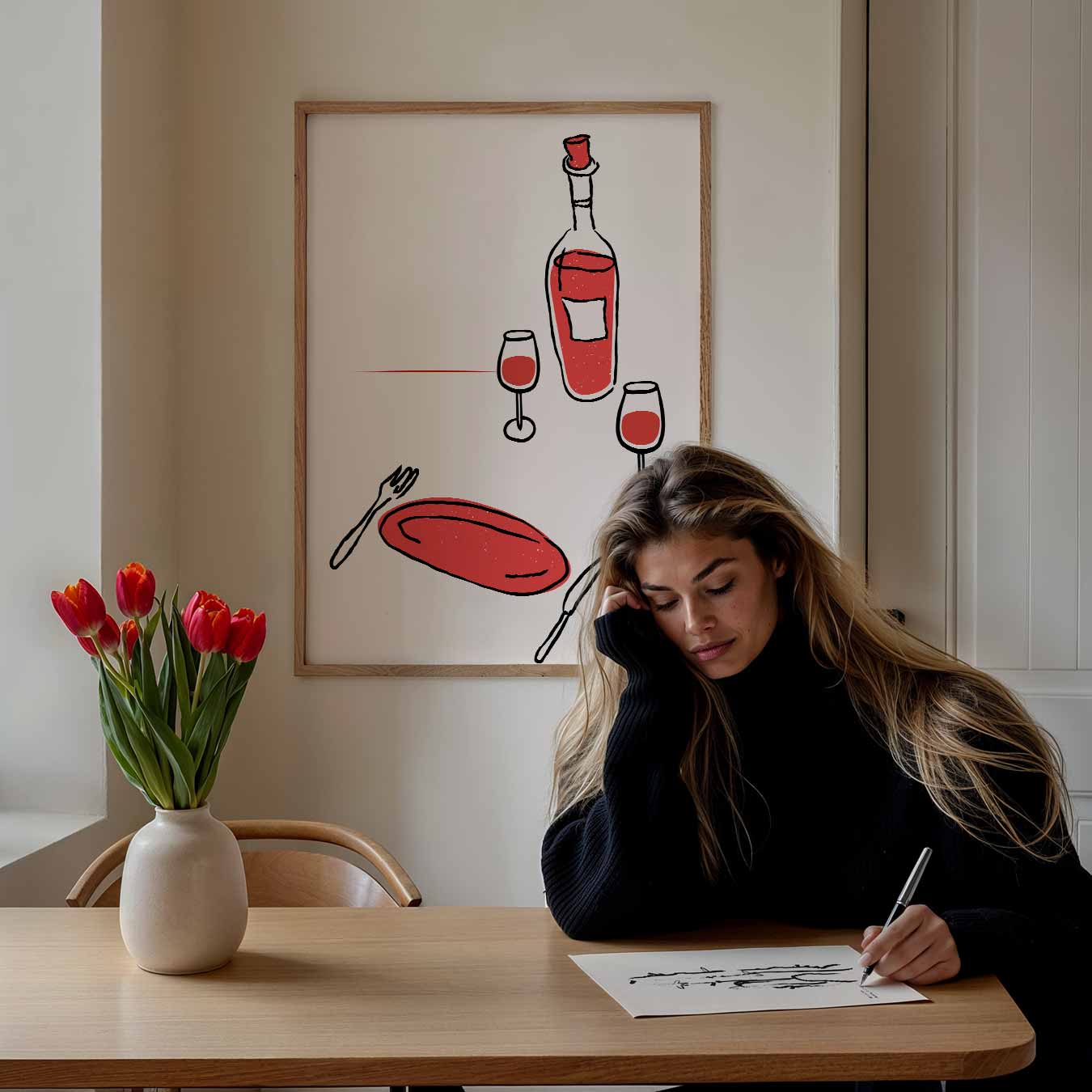 Stijlvolle Wijnavond Poster-WallArtistic