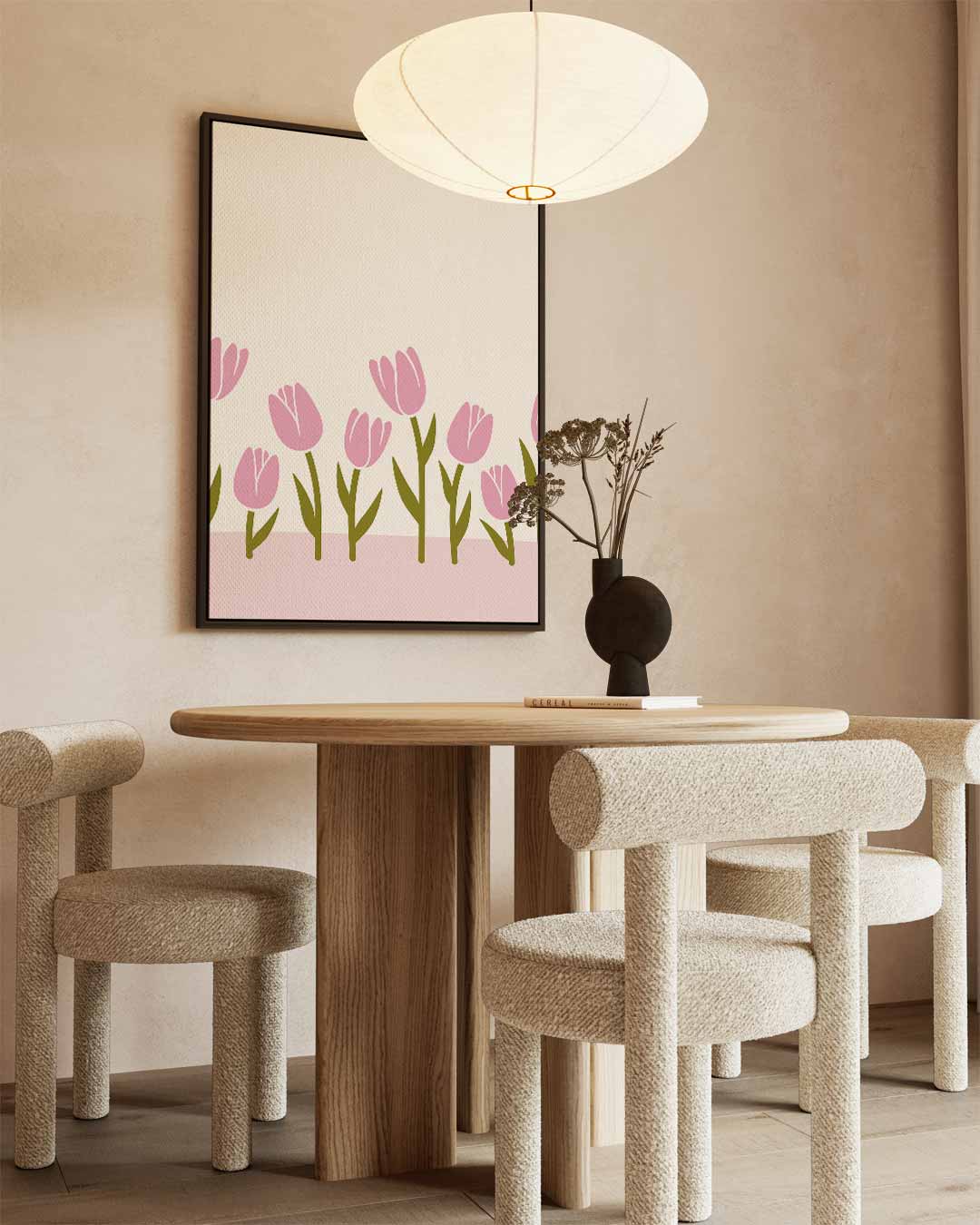 Zacht Roze Tulpenveld Kunstwerk-canvas-dibond-plexiglas-wanddecoratie-WallArtistic
