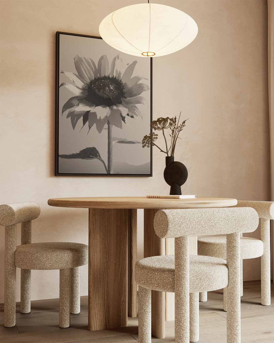 Zwart-witte Zonnebloem Kunstwerk-canvas-dibond-plexiglas-wanddecoratie-WallArtistic