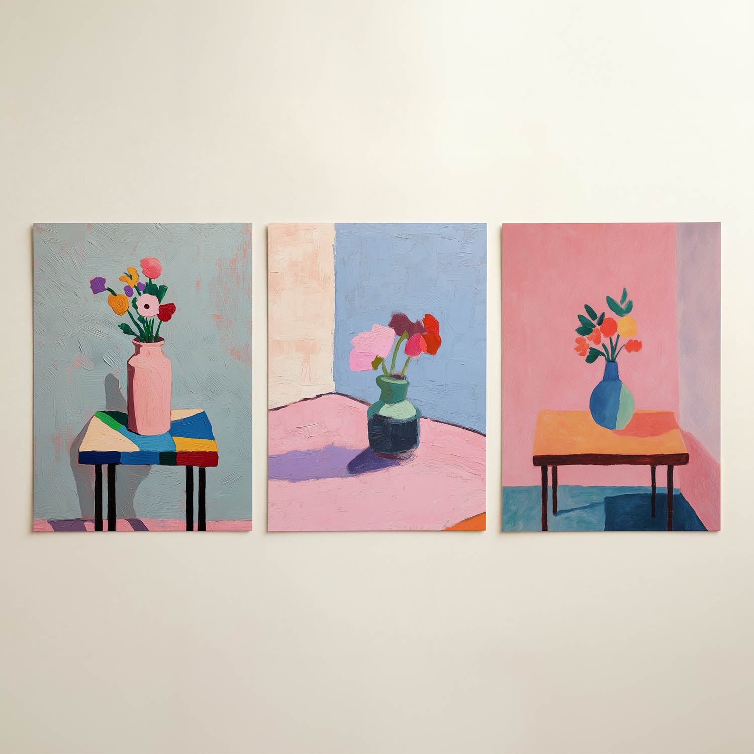 Kleurrijke bloemenvorm Posterset