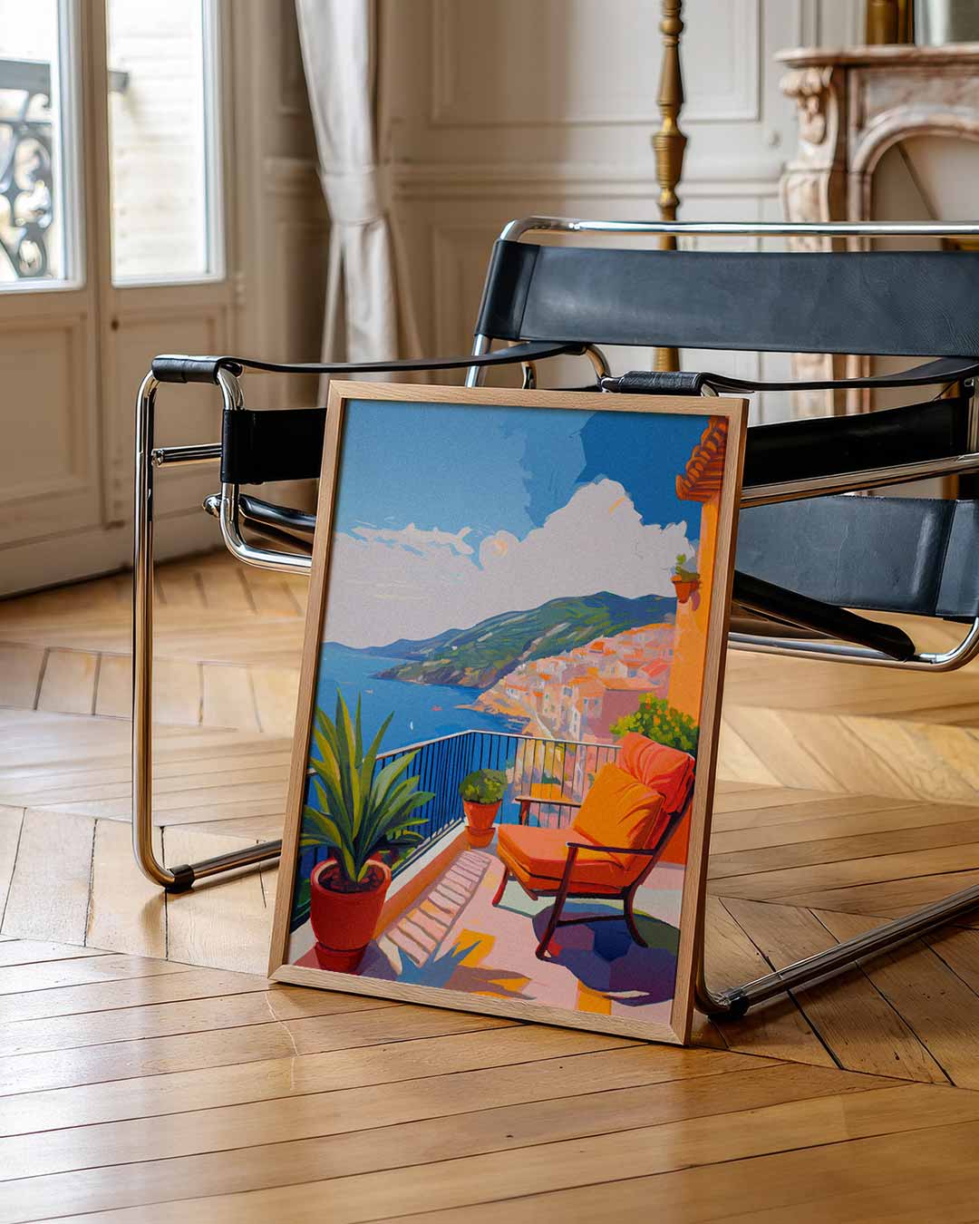 Droomuitzicht vanaf een Zonovergoten Balkon Poster